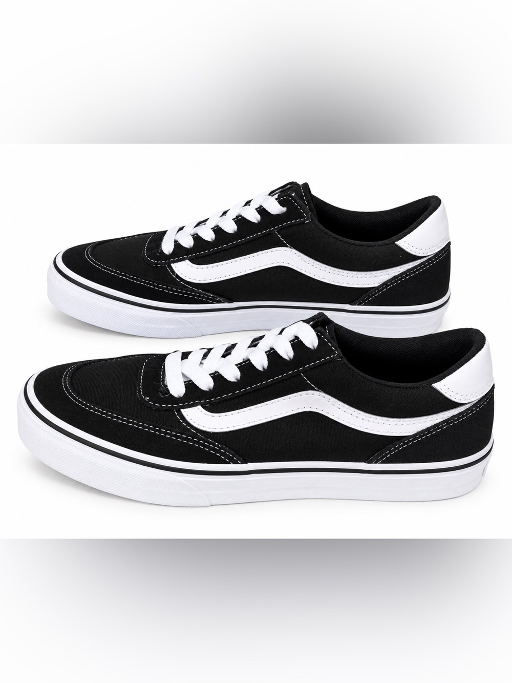 Vans Brooklyn LS Skate Shoes Black White Kids Youth Size 5
